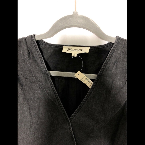 NWT $78 Madewell Denim Wrap Top Blouse Black SZ XS - Picture 5 of 8